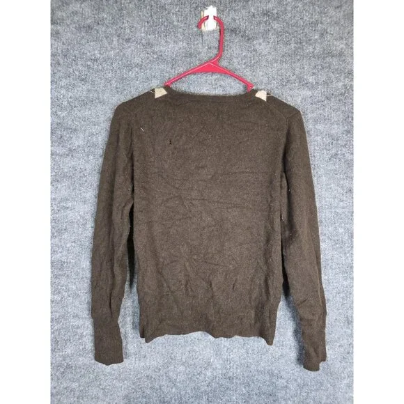 APT 9 Cashmere Cardigan Sweater Womens Medium Brown Argyle Button Front Knit - Picture 12 of 13